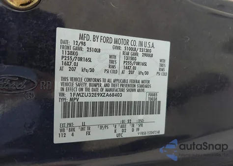 1999 Ford Explorer Eddie Bauer/Limited Edition/Xlt z USA, uszkodzony, nr VIN 1FMZU32E9XZA68403